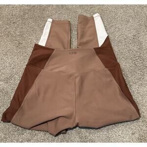 Abercrombie & Fitch Willow Colorblock YPB leggings in brown and white M short